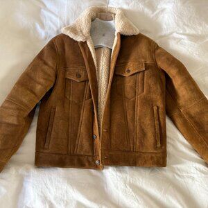 Ralph Lauren Shearling Trucker Jacket Suede Size Small